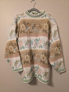 Dana Scott Vintage Pastel Metallic Knit Sweater Size Large